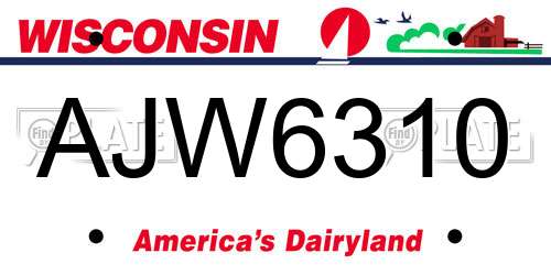 AJW6310 Wisconsin License Plate