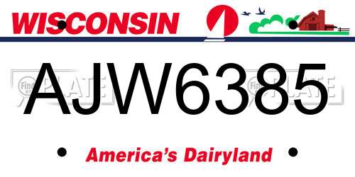 AJW6385 Wisconsin License Plate