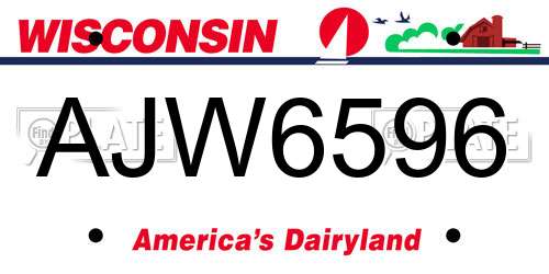 AJW6596 Wisconsin License Plate