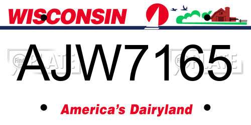 AJW7165 Wisconsin License Plate
