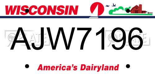 AJW7196 Wisconsin License Plate