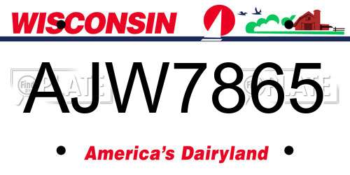 AJW7865 Wisconsin License Plate
