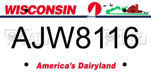 AJW8116 Wisconsin License Plate