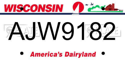 AJW9182 Wisconsin License Plate