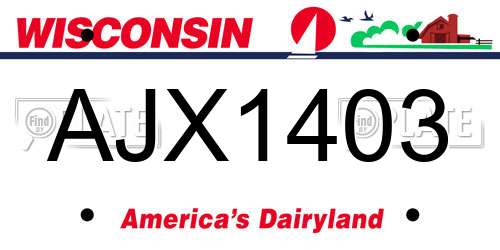 AJX1403 Wisconsin License Plate