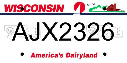 AJX2326 Wisconsin License Plate