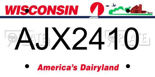 AJX2410 Wisconsin License Plate