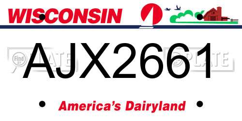 AJX2661 Wisconsin License Plate