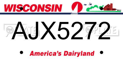 AJX5272 Wisconsin License Plate