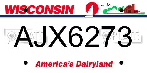 AJX6273 Wisconsin License Plate