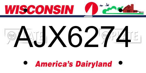 AJX6274 Wisconsin License Plate