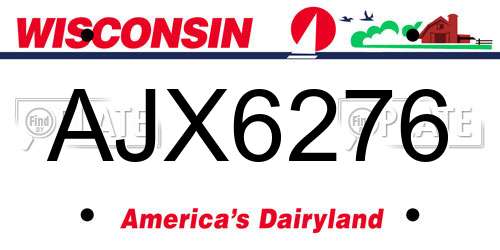 AJX6276 Wisconsin License Plate