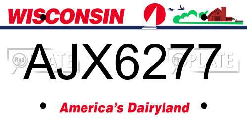AJX6277 Wisconsin License Plate