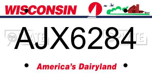 AJX6284 Wisconsin License Plate