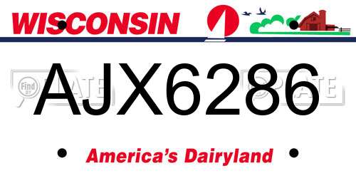 AJX6286 Wisconsin License Plate