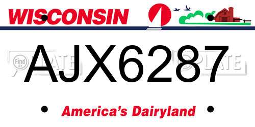 AJX6287 Wisconsin License Plate