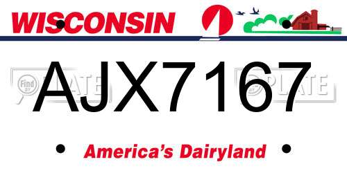 AJX7167 Wisconsin License Plate