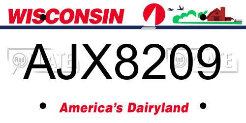 AJX8209 Wisconsin License Plate