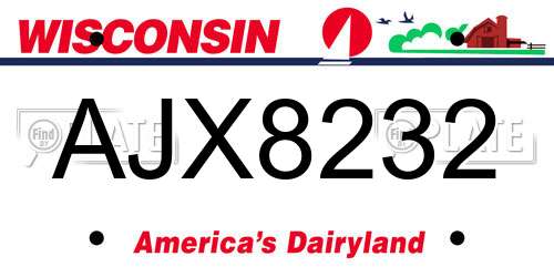 AJX8232 Wisconsin License Plate