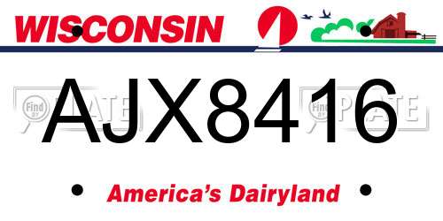 AJX8416 Wisconsin License Plate
