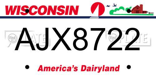 AJX8722 Wisconsin License Plate