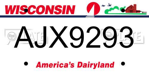 AJX9293 Wisconsin License Plate