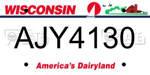 AJY4130 Wisconsin License Plate