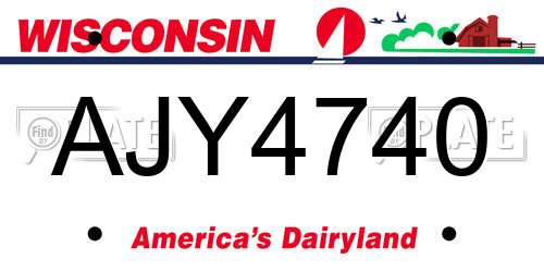 AJY4740 Wisconsin License Plate