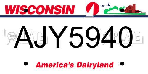 AJY5940 Wisconsin License Plate