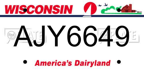 AJY6649 Wisconsin License Plate
