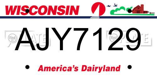AJY7129 Wisconsin License Plate