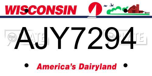 AJY7294 Wisconsin License Plate