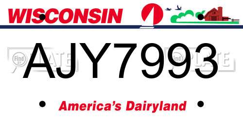 AJY7993 Wisconsin License Plate