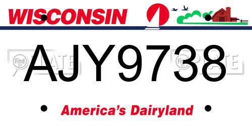 AJY9738 Wisconsin License Plate