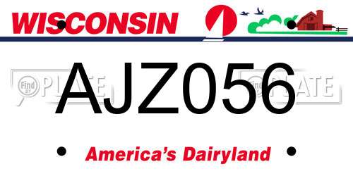 AJZ056 Wisconsin License Plate