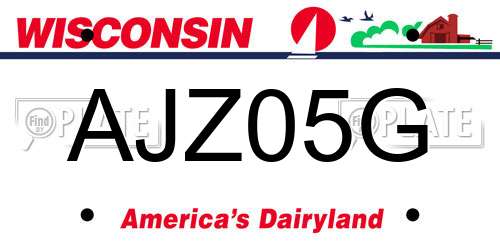 AJZ05G Wisconsin License Plate