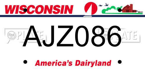 AJZ086 Wisconsin License Plate
