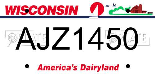 AJZ1450 Wisconsin License Plate