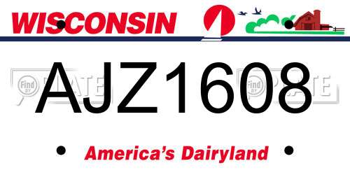 AJZ1608 Wisconsin License Plate