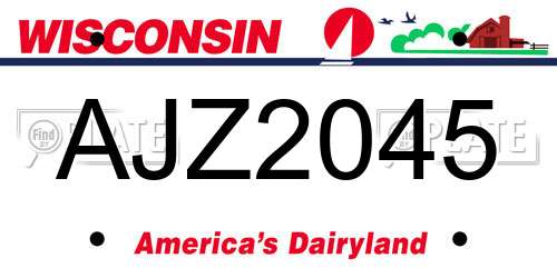 AJZ2045 Wisconsin License Plate