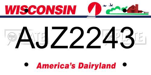 AJZ2243 Wisconsin License Plate