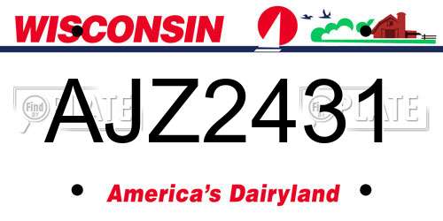 AJZ2431 Wisconsin License Plate