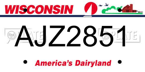 AJZ2851 Wisconsin License Plate