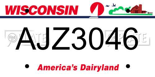 AJZ3046 Wisconsin License Plate