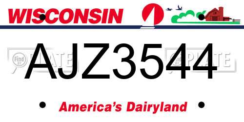 AJZ3544 Wisconsin License Plate