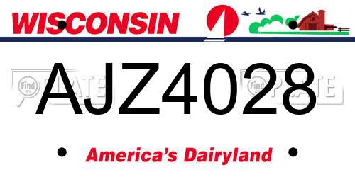 AJZ4028 Wisconsin License Plate