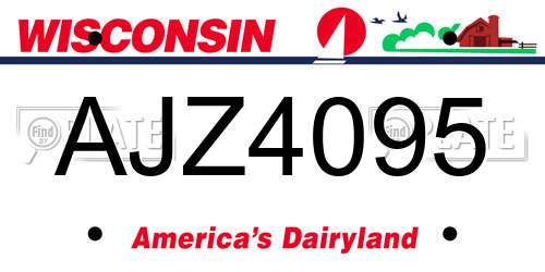 AJZ4095 Wisconsin License Plate
