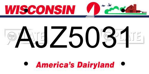AJZ5031 Wisconsin License Plate