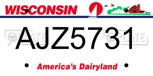 AJZ5731 Wisconsin License Plate