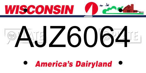 AJZ6064 Wisconsin License Plate
